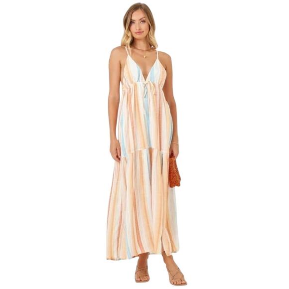 NWT! L*Space Printed Victoria Coastal Stripped Maxi Dress - Size Small - Picture 2 of 9